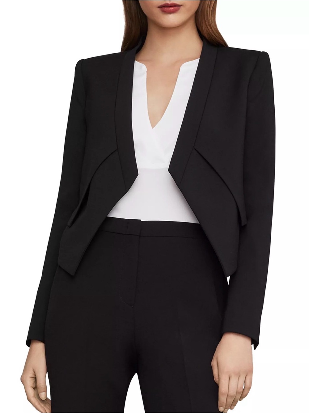 BCBGMAXAZRIA Asymmetric cropped Blazer in Black Size Medium Like New